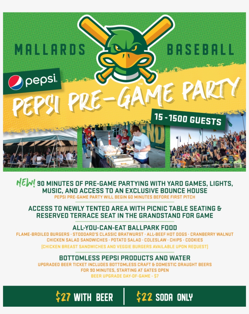 Pepsi Pre Game Party Madison Mallards Madison Mallards - Madison Mallards, transparent png download