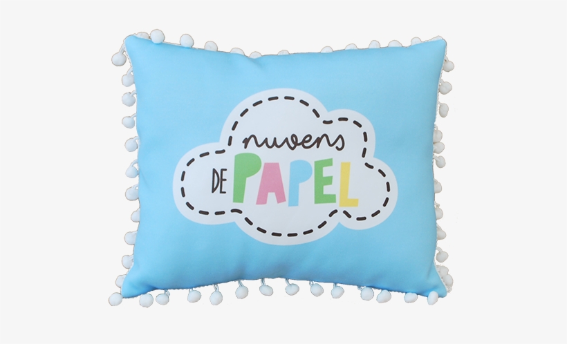 Almofada Nuvens De Papel Com Pompom - Cushion, transparent png download