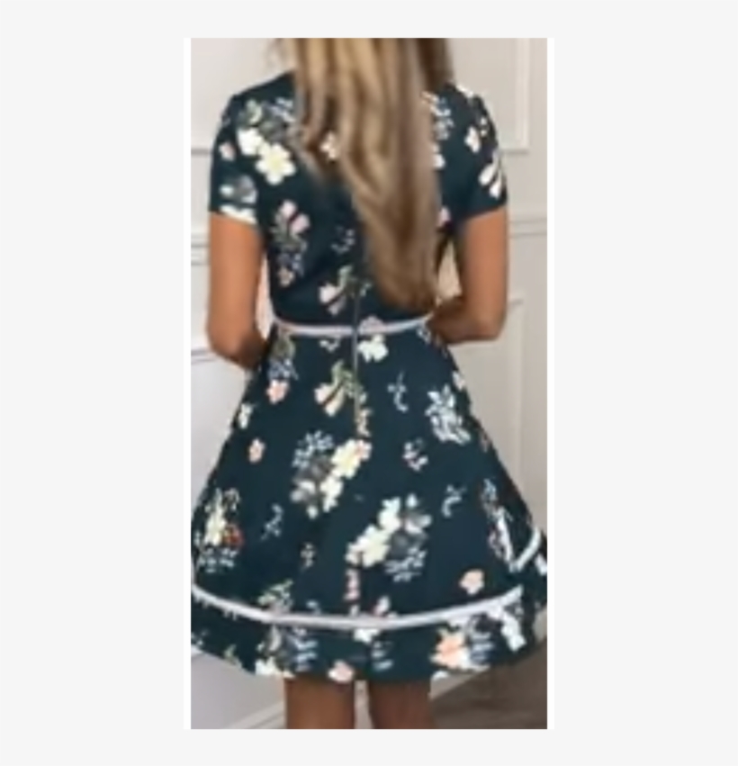 5 5339 Green Floral Flare Dress - Girl, transparent png download