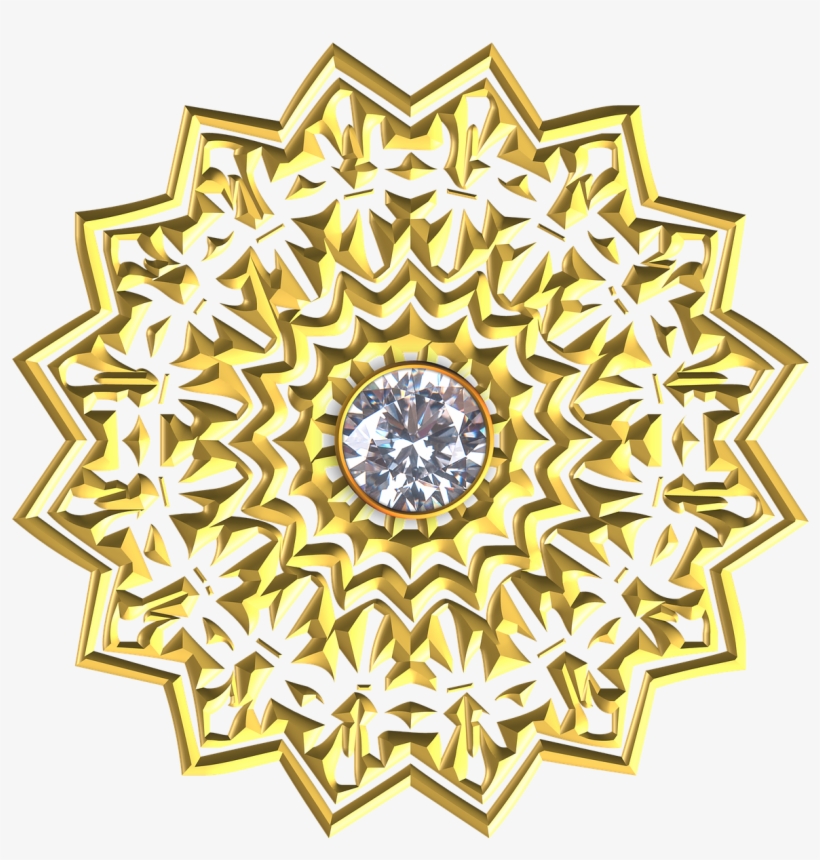 Gem Ornament Gold Flourish - Circle, transparent png download