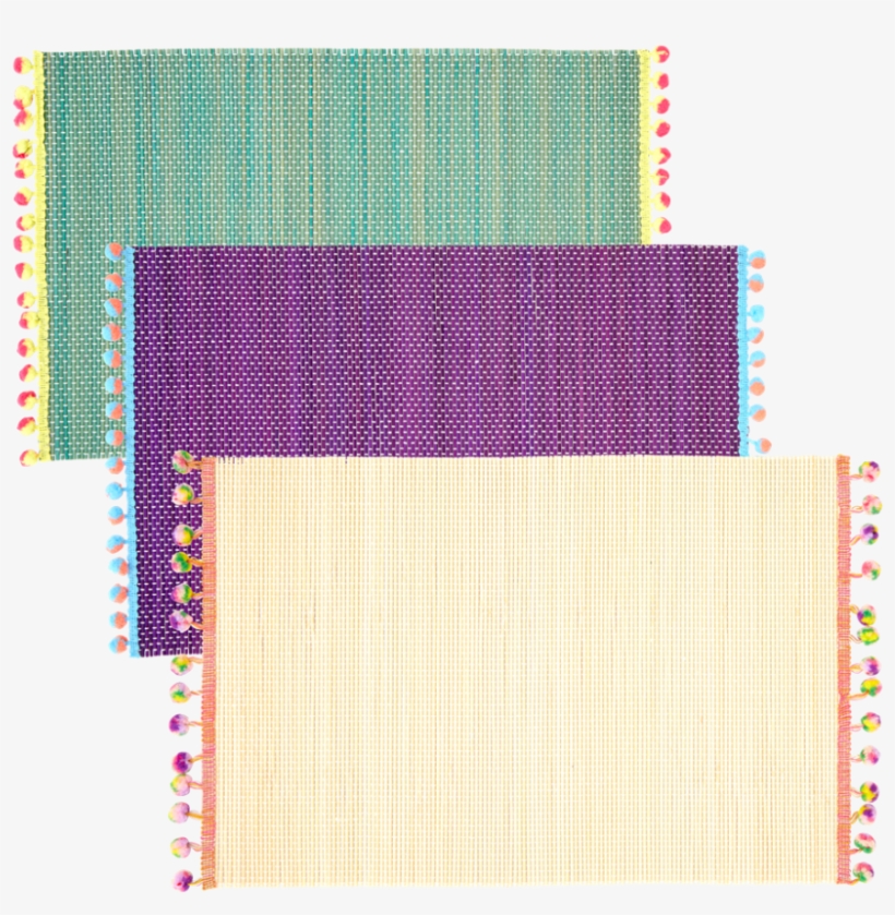 Bamboo Placemats With Pom Pom Decoration By Rice Dk - Placemat, transparent png download