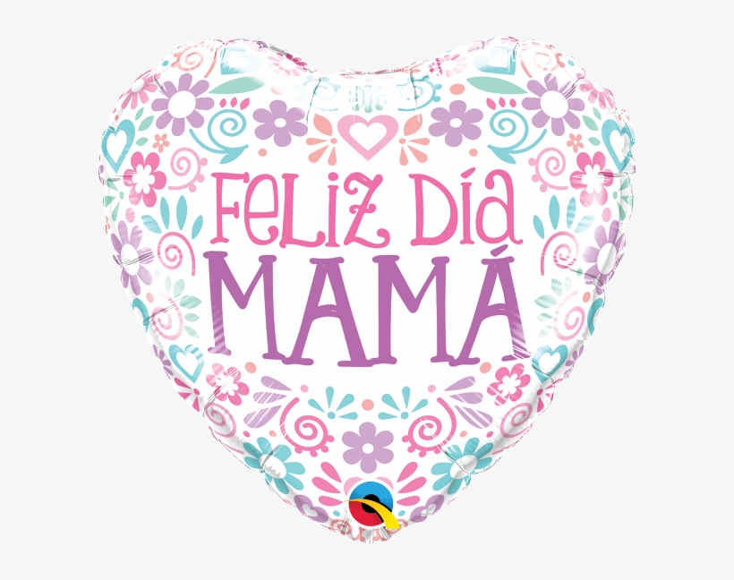 18" Heart Feliz Dia Mama Pastel Colors Foil Balloon - Balloon, transparent png download
