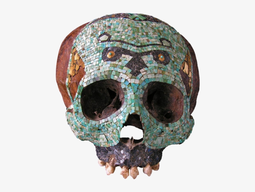 Human Skull Decorated With A Polychromic Mosaic • Mixtec - Mosaicos Mayas Skull, transparent png download