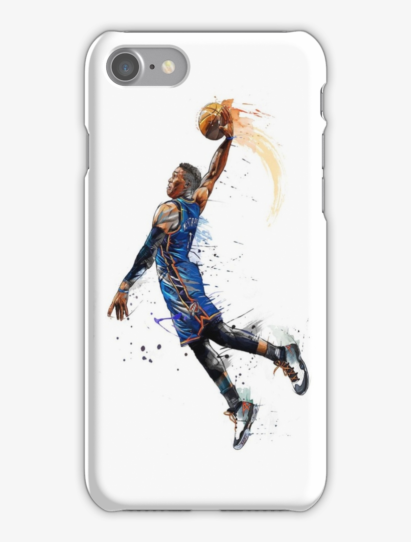Russel Westbrook Iphone 7 Snap Case - Basketball Player Dunking Drawing, transparent png download