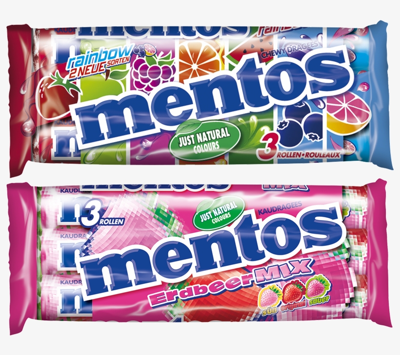 Mentos 3er Rainbow Und Strawberry - Mentos, transparent png download