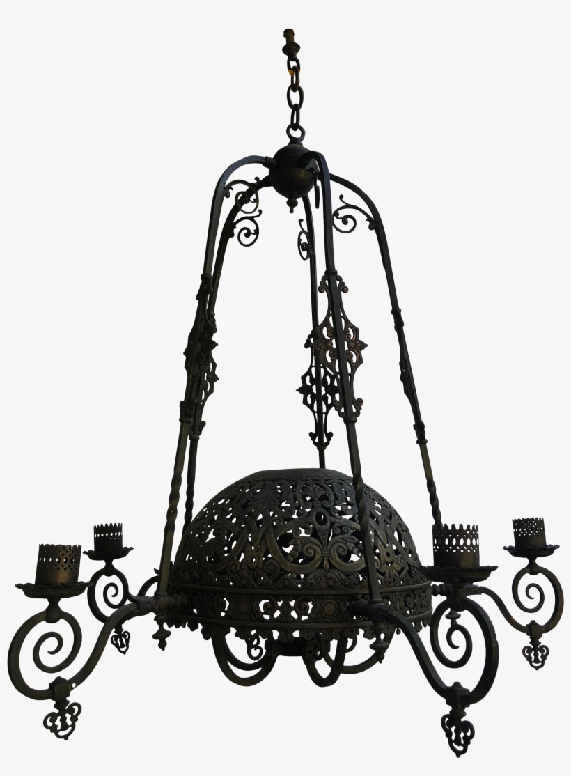 S Five Light Brass Copper Gasolier - Chandelier, transparent png download