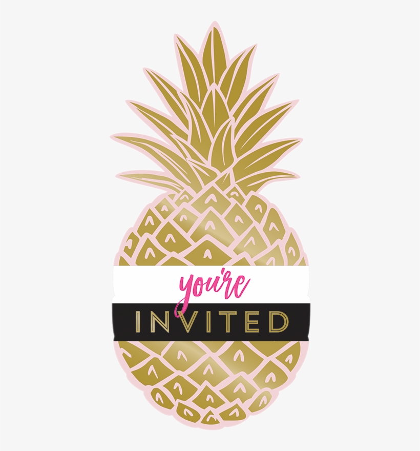 Invitations - Gold Pineapple Invitations, transparent png download