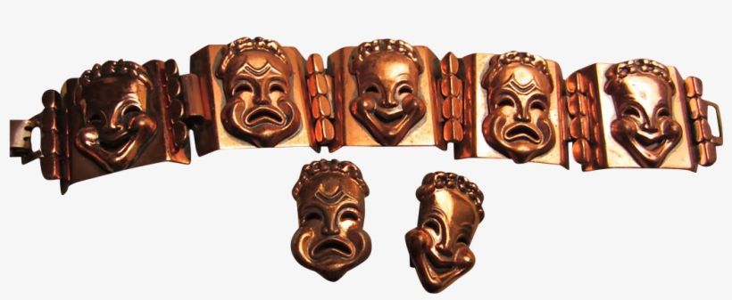 Comedy Tragedy Masks, Copper Earrings, Copper Jewelry, - Christian Cross, transparent png download