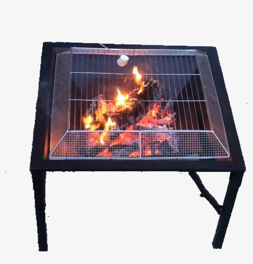 27″ Outdoor Square Wood Fire Pit Foldable With Grillable - Flame, transparent png download