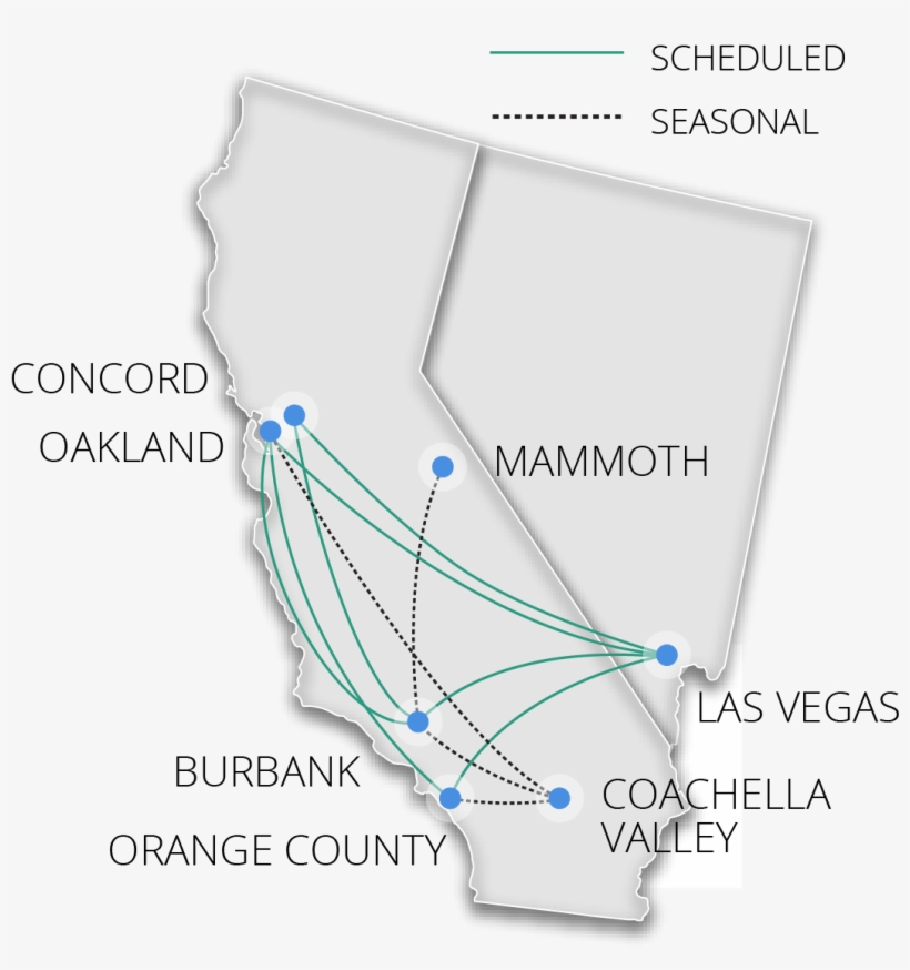 Jet Between The Bay Area, La Basin, Las Vegas And Seasonal - Diagram, transparent png download