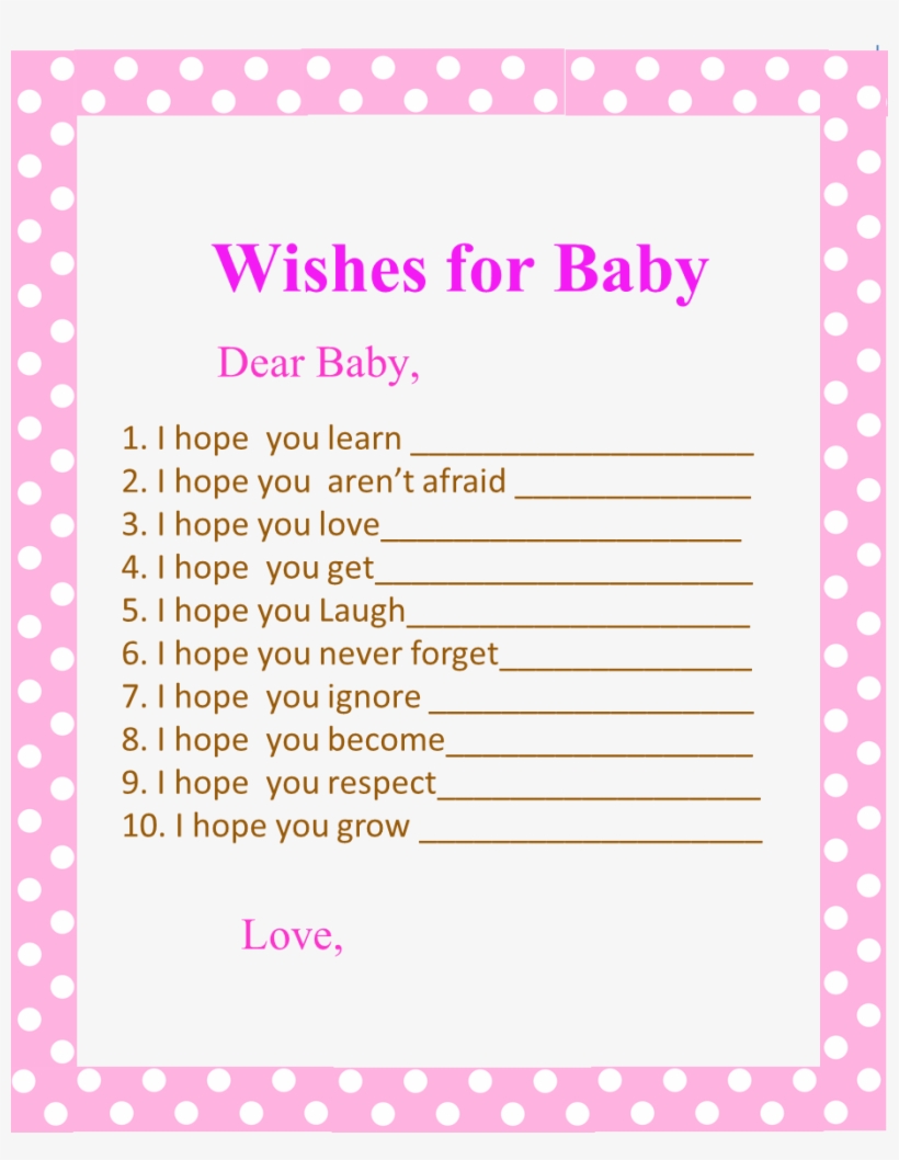 Free Printable Pink Polka Dots Wishes For Baby - Circle, transparent png download