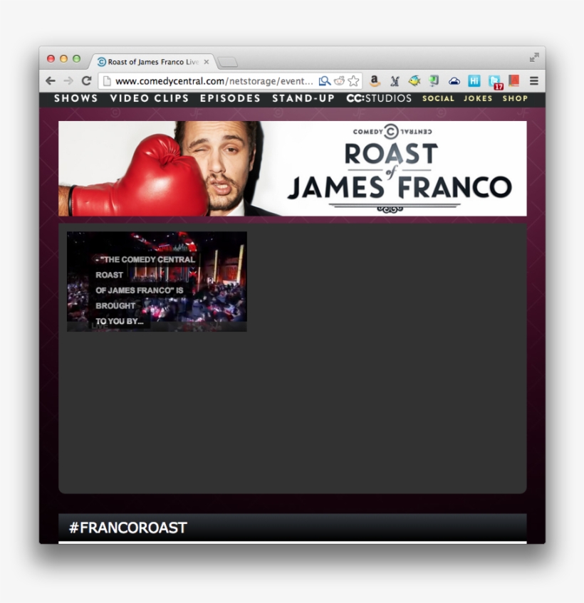 Streaming The Franco Roast On Comedy Central - Online Advertising, transparent png download