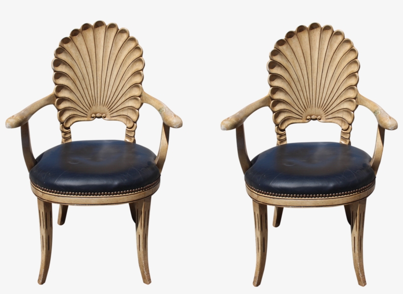 Vintage Scalloped Armchairs Front View - Chair, transparent png download