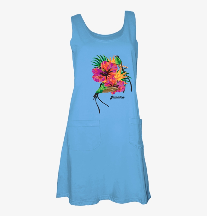Ladies Printed Jersey Tank Dress - Hawaiian Hibiscus, transparent png download