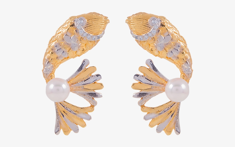Pearl Golden Fish - Earrings, transparent png download