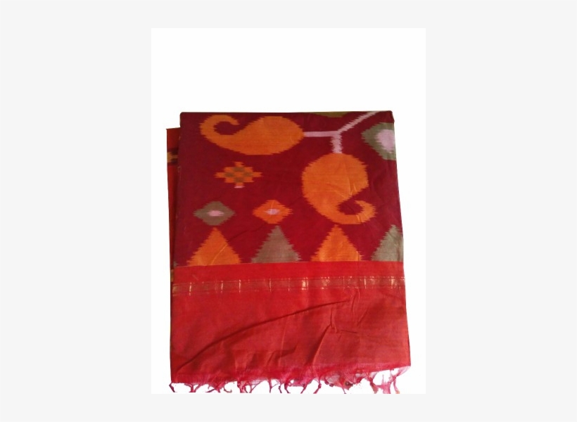 Designer Ciko Silk Saree Embellished With Pochampally - Stole, transparent png download