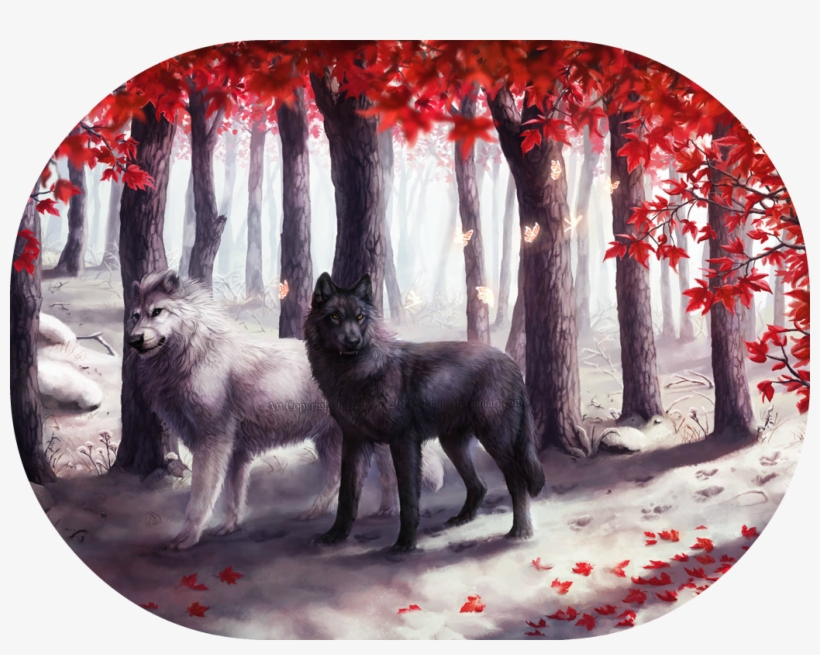 Autumn Snowfall By Lhuin-d7niisv - Autumn Wolves Fantasy, transparent png download