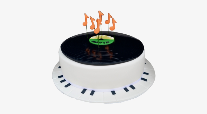 Vinyl Record Cake With Orange Musical Notes And An - Vinyl Cake, transparent png download
