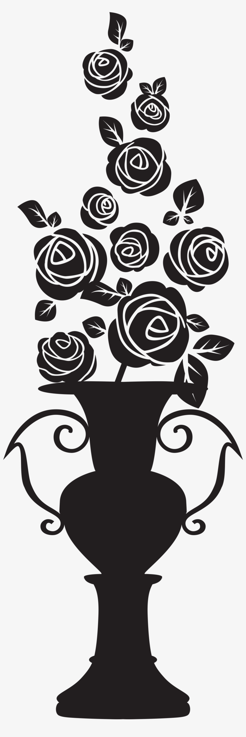Vase With Roses Silhouette Png Clip Art Image - Vase Roses Silhouette Png, transparent png download