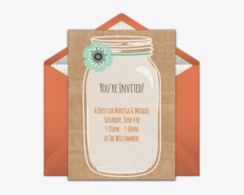 Rustic Mason Jar Online Invitation - Party, transparent png download