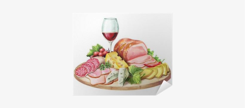 Smoked Meat, Cheese And Glass Of Wine - Salumi E Formaggi Clip Art, transparent png download