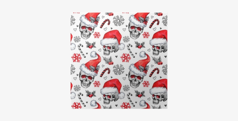 Watercolor Seamless Pattern With Sketchy Skulls In - Party, transparent png download