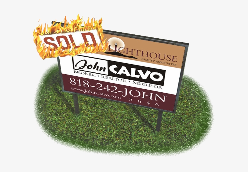 Calvo Flaming Sold Sign Clip Path - Sign, transparent png download