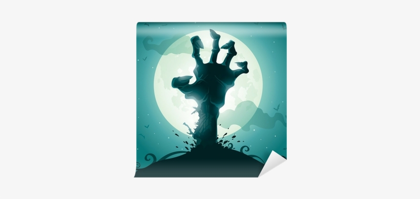 Halloween Background With Zombie Hand On Full Moon - My Favorite Halloween Recipes: 101 Blank Recipe Pages, transparent png download