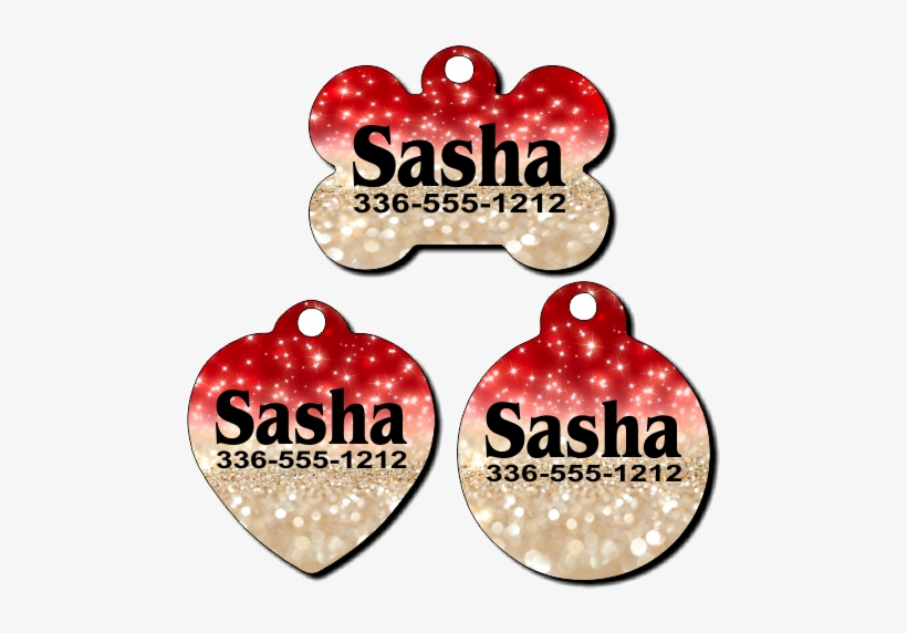 Personalized Red And Gold Sparkles Background Pet Tag - Glitter Throw Pillow Case Red Sparkling Glitter Home, transparent png download