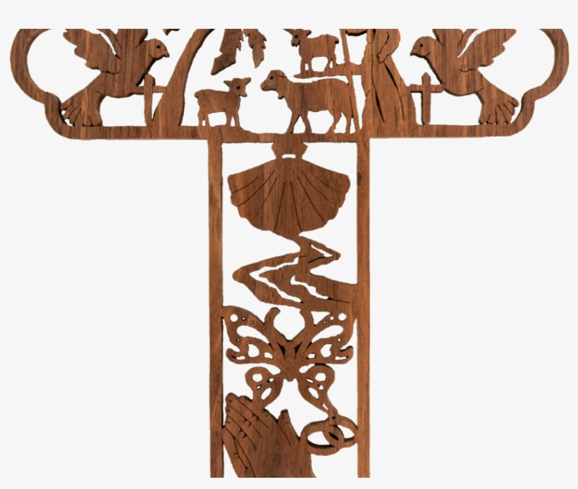 Scroll Saw Cross Religious Scene, transparent png download