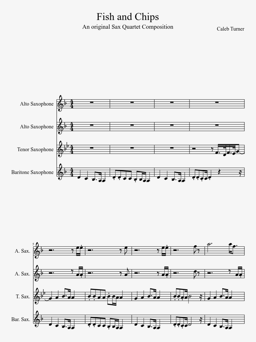Fish And Chips Sheet Music Composed By Caleb Turner - Kongos Come With Me Now Nuty, transparent png download