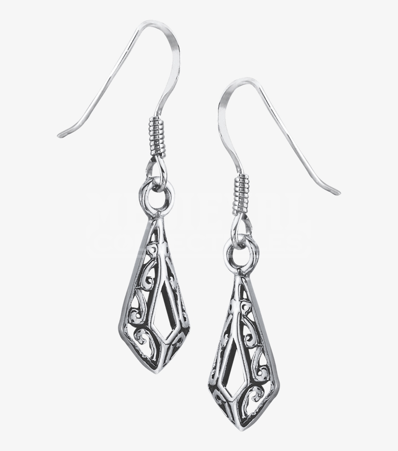 Sterling Silver Filigree Scrollwork Earrings - Earrings, transparent png download