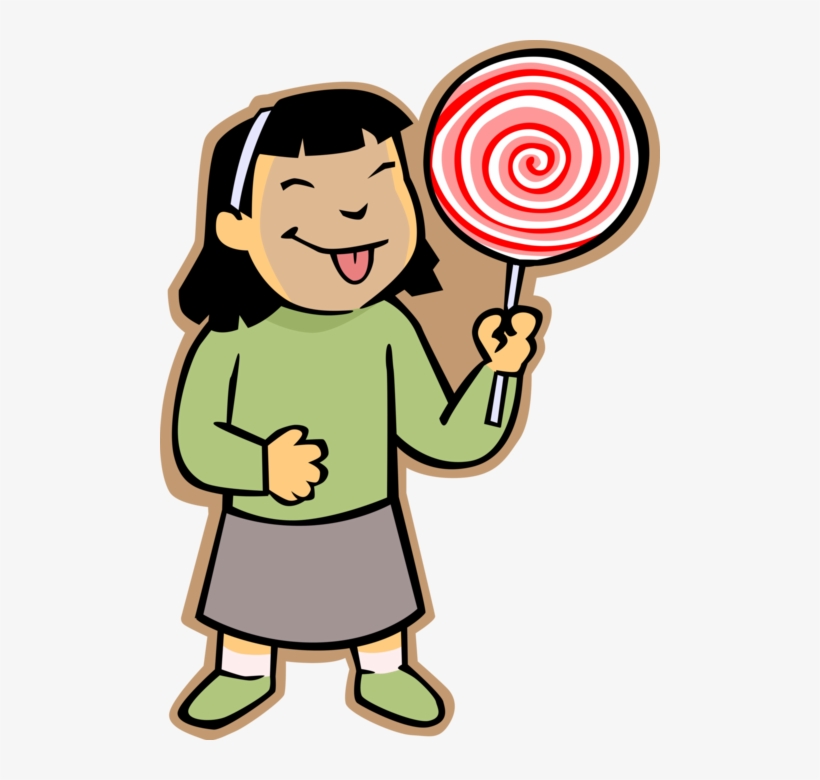 Vector Illustration Of Primary Or Elementary School - Girl With Lollipop Clipart, transparent png download