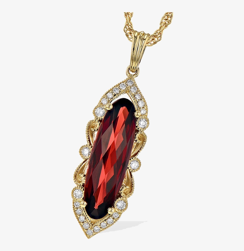 Necklace Garnet & Diamonds Filigree In 14k Yellow - Pendant, transparent png download