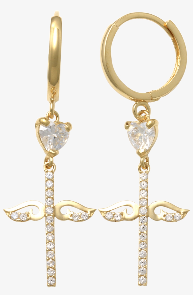 14kt Diamond Angel Wing Cross - Keychain, transparent png download