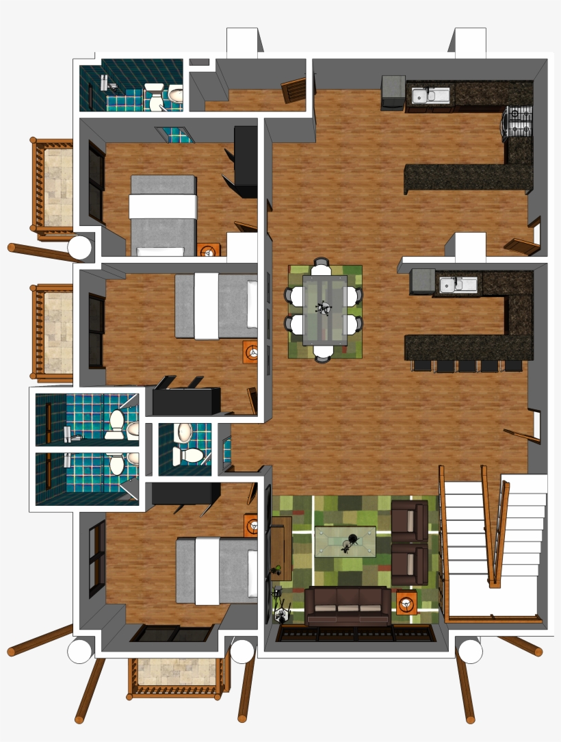 Five Bedroom Unit Floor Plan - Floor Plan, transparent png download