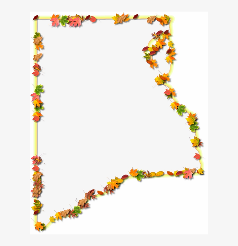 A Yellow And Orange Outline Map Of Clay With Fall Leaves - Floral Design, transparent png download