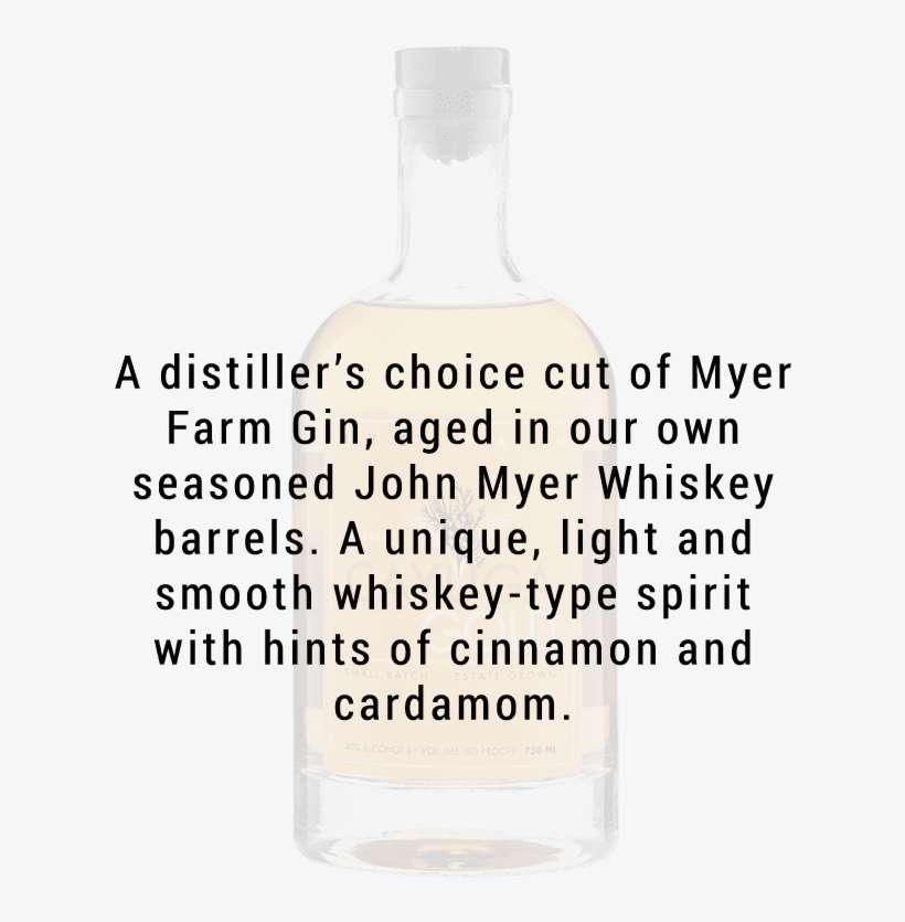 Myer Farm Cayuga Gold Barrelaged Gin 750ml Glass Bottle PNG Image