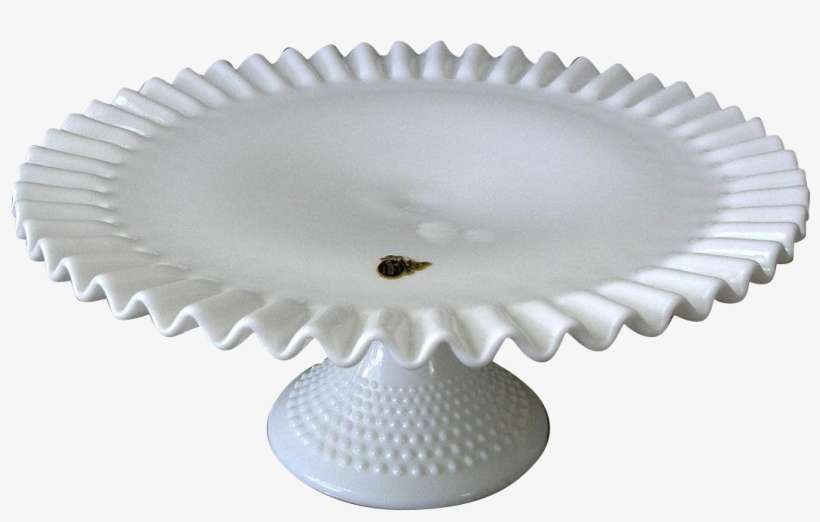 Fenton White Milk Glass Hobnail Cake Plate Ruffled - Ceramic, transparent png download