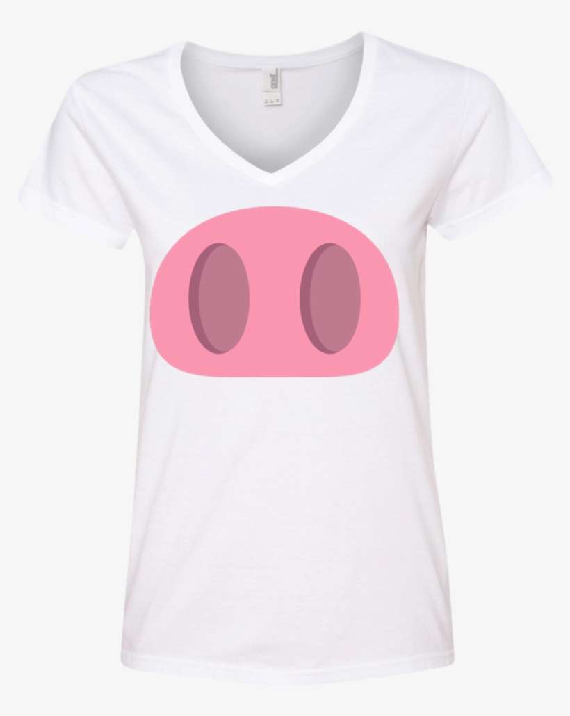 Pig Nose Emoji Ladies' V Neck T Shirt - Active Shirt, transparent png download