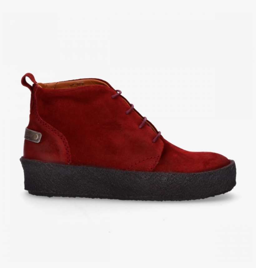 Ankle Boot With Lace Up Waxed Suede Red - Suede, transparent png download