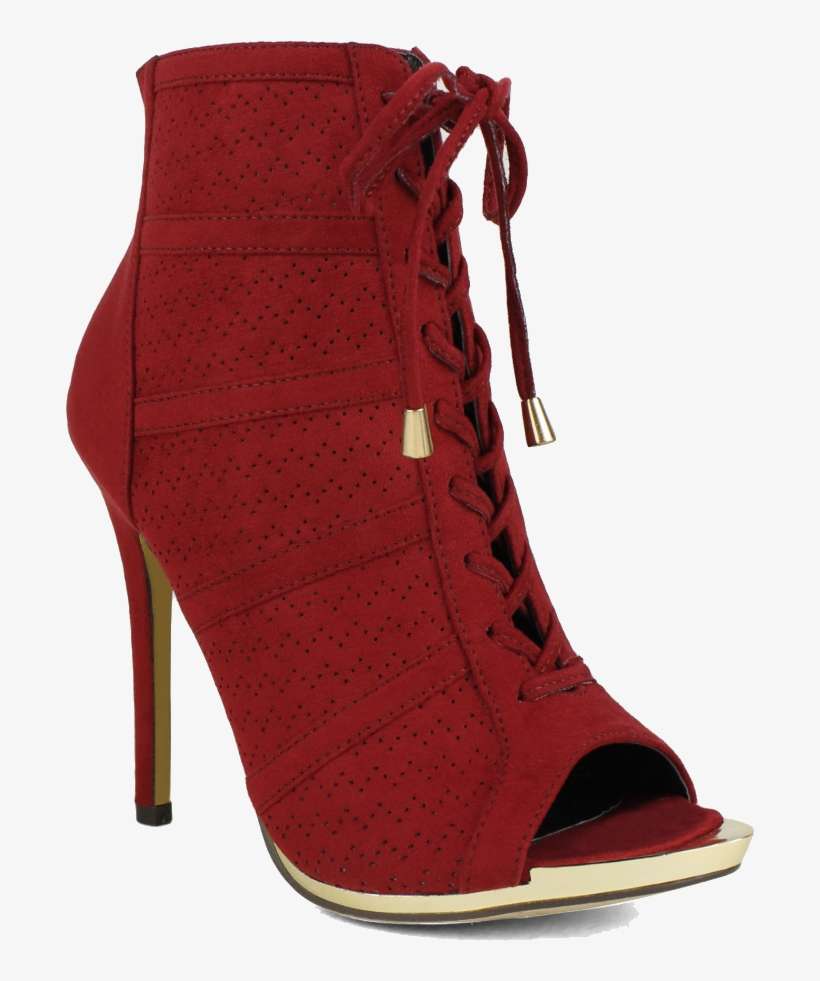 Fahrenheit Red Lace Up Bootie - Basic Pump, transparent png download