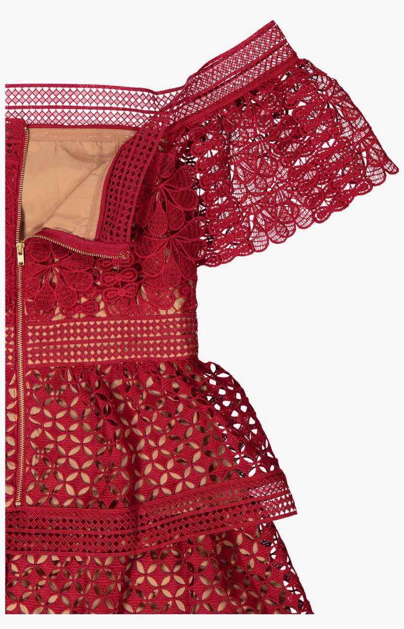 Off Shoulder Lace Mini Dress Red - Motif, transparent png download