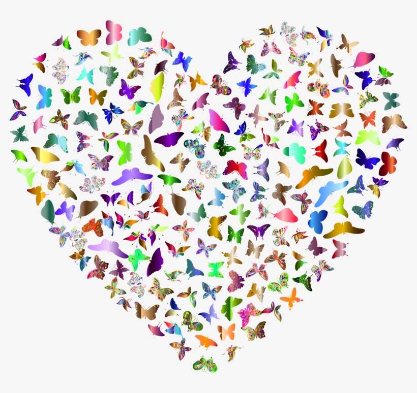 Butterflies Heart Chromatic - Animals In Heart Clipart, transparent png download