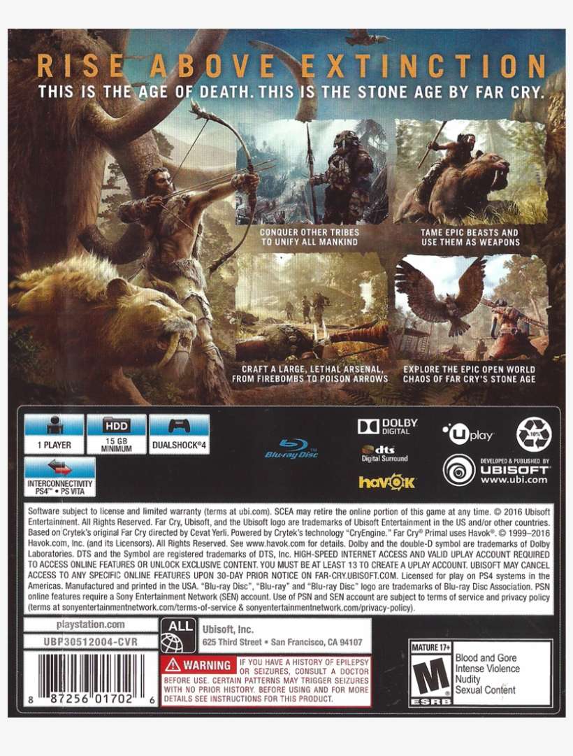 Farcry Primal Back - Far Cry 5 Ps4 Back, transparent png download