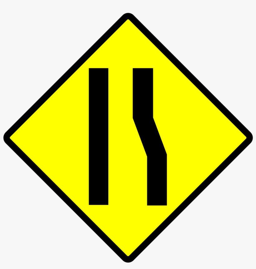 Indonesia New Road Sign 1p - Reduction In Lanes Sign, transparent png download