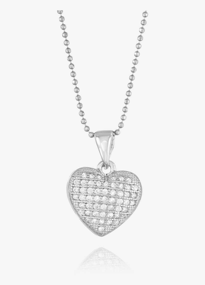 Sterling Silver Heart Cushion Pendant With Cz Stone - Locket, transparent png download