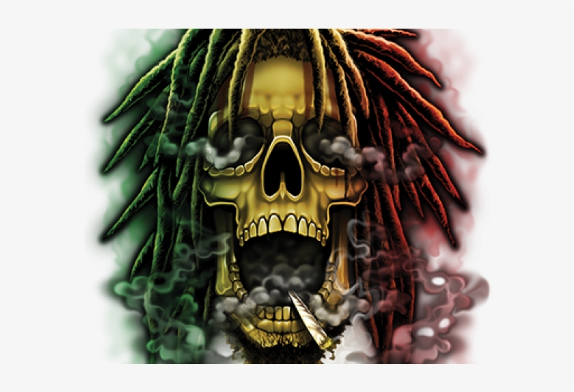 Rasta Skull Smoking, transparent png download