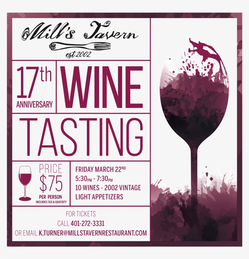Mill's Tavern 17th Anniversary Wine Tasting - Wine, transparent png download