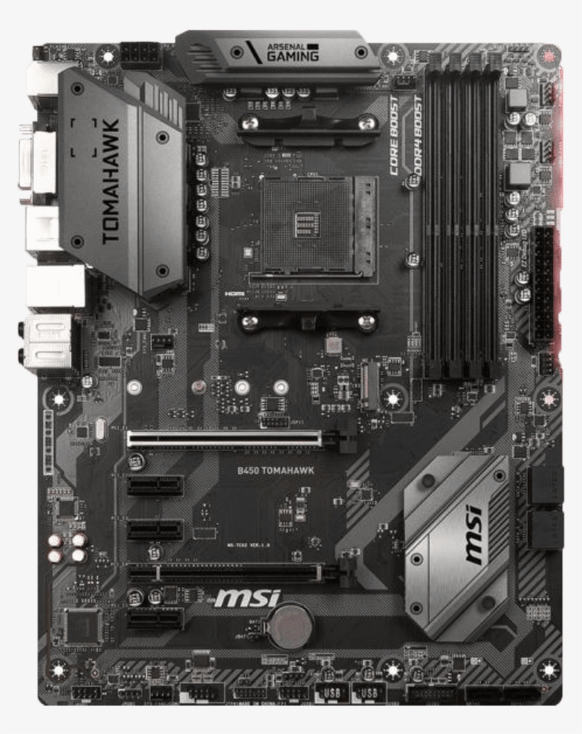 Msi B450 Tomahawk - Msi B450 Tomahawk Atx Am4 Motherboard, transparent png download
